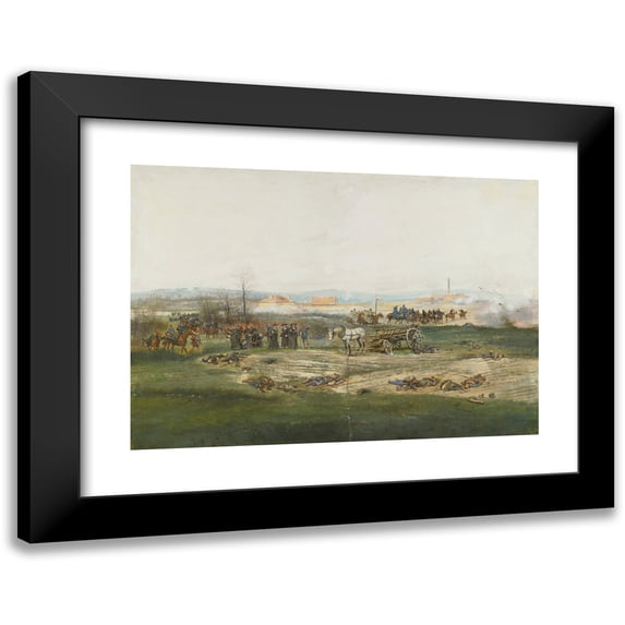 Jean-Baptiste Édouard Detaille 24x18 Black Modern Framed Museum Art Print Titled - La Battaille De Champigny (1882)