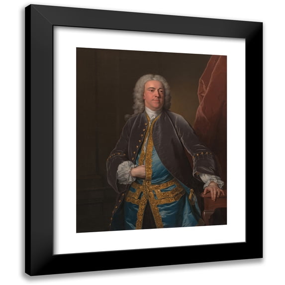 Jean-Baptiste van Loo 12x14 Black Modern Framed Museum Art Print Titled - The Rt. Honorable Stephen Poyntz, of Midgham, Berkshire (ca. 1740)