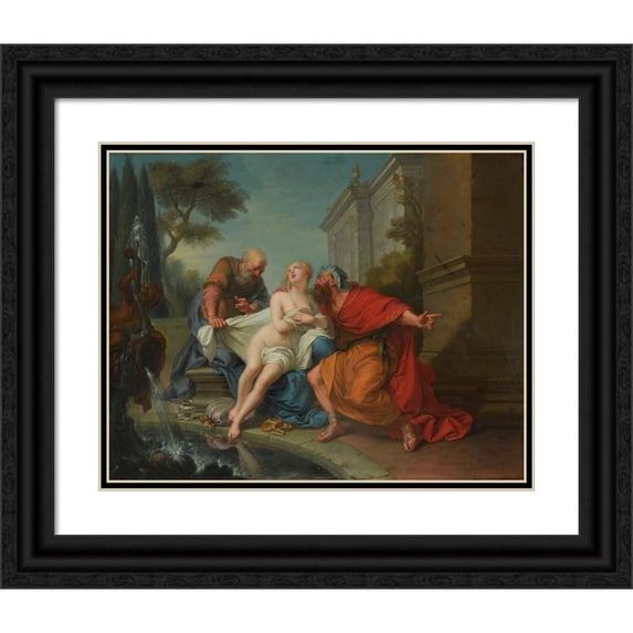 Jean-Baptiste van Loo 18x15 Black Ornate Wood Framed Double Matted Museum Art Print Titled - Susannah and the Elders