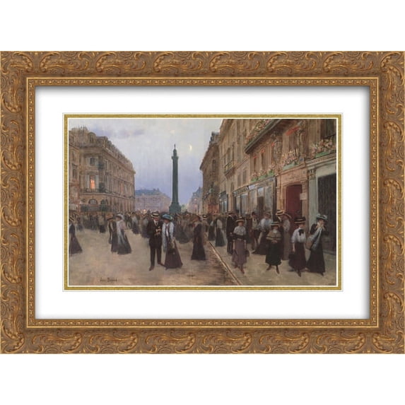 Jean Beraud 2x Matted 24x20 Gold Ornate Framed Art Print 'La Rue de la Paix'