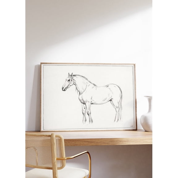Jean Bernard Standing Horse Sketch Poster, Unframed Size 8x12