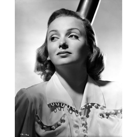 Jean Brooks Portrait in White Pleated Long Sleeve Beaded Collar Shirt Photo Print (8 x 10)