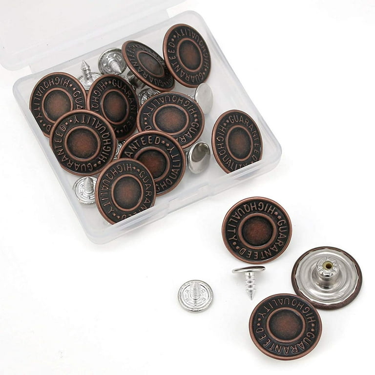 FNRQ 10 Pieces Button for Jeans Jean Button Pin Jean Replacement Mental Button Button Pin for Jean Instant Jean Button (Silver and Bronze Mixed)