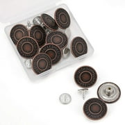 Jean Button Pins, 3/4inch Vintage No-Sew Instant Replacement Combo Copper Tack Buttons for Fake Denim, Suspender Pants, Cowboy Clothing Jacket with Assorted Rivet 12 Sets