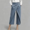 thumbnail image 1 of Jean Capris for Women High Waist Wrap Front Cut Out Loose Wide Leg Cropped Pants with Decorative Buttons for A Unique Boho Inspired Look Capris, 1 of 9