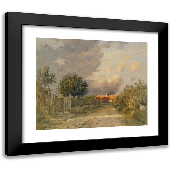 Jean Charles Cazin 14x12 Black Modern Framed Museum Art Print Titled - Early Evening in the French Countryside