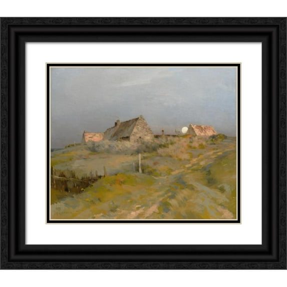 Jean Charles Cazin 14x12 Black Ornate Wood Framed Double Matted Museum Art Print Titled: Moonrise