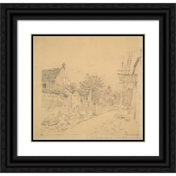 Jean Charles Cazin 16x15 Black Ornate Wood Framed Double Matted Museum Art Print Titled - Village Street