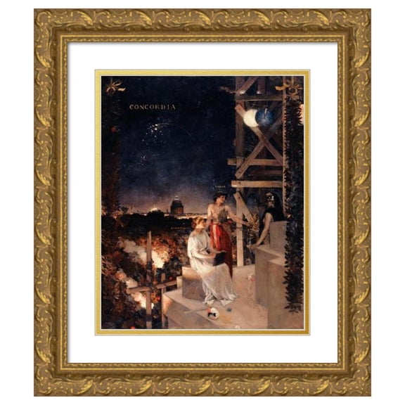 Jean Charles Cazin 20x24 Gold Ornate Framed and Double Matted Museum Art Print Titled - Souvenir De Fete in Paris (1881)