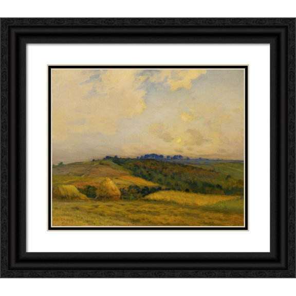 Jean Charles Cazin 24x20 Black Ornate Framed Double Matted Museum Art Print Titled: After the Harvest