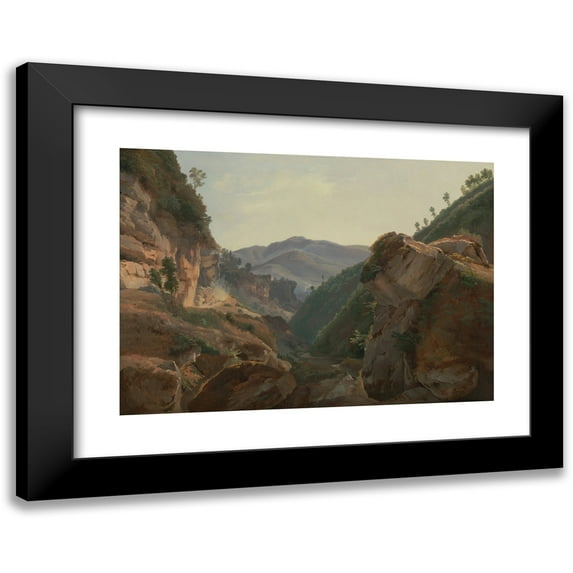 Jean-Charles Joseph Rémond 14x11 Black Modern Framed Museum Art Print Titled - Mountain Landscape with Road to Naples
