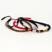 Jean Claude Triple Set of Handmade Knitted Tibetan Buddha Spiritual Multi Color Bracelets & Bangles - Adjustable 20-21.10 Cm
