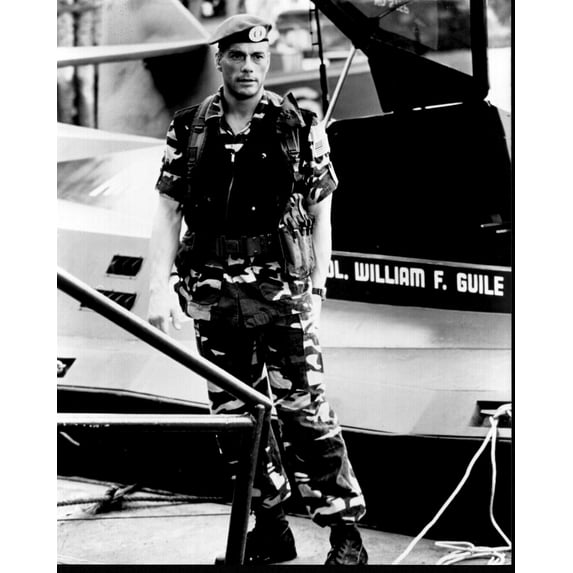 Jean-Claude Van Damme On Dock In Street Fighter Black And White Photo Print (8 x 10) - Item # MVM59906