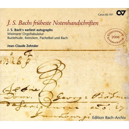 Jean-Claude Zehnder - J.S. Bach Earliest Autograph - Music & Performance - CD