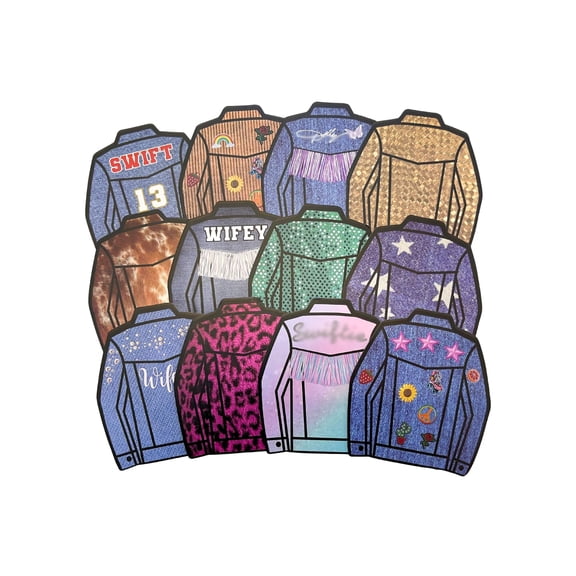 Jean Denim Jacket Car Freshie Cardstock Cutouts 3.2 x 3.8 inch  12 pk MIXED Designs Trendy Cute for Scented Aroma Bead Bake Oven Safe Fits Country Fringe Silicone Mold