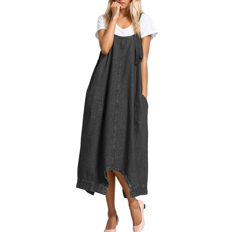 Jean Dress Denim Dress Denim Jumpsuit Romper with Two Way Wear