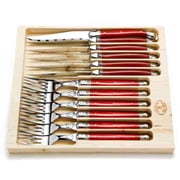 Jean Dubost 12 Pc Cutlery Set with Red Handles