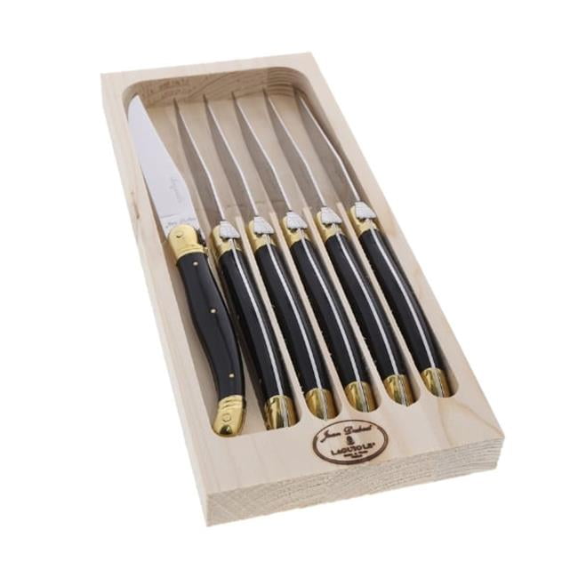 Jean Dubost JD97-13530.BBR Knives in a Tray, Black & Brass - 6 Piece