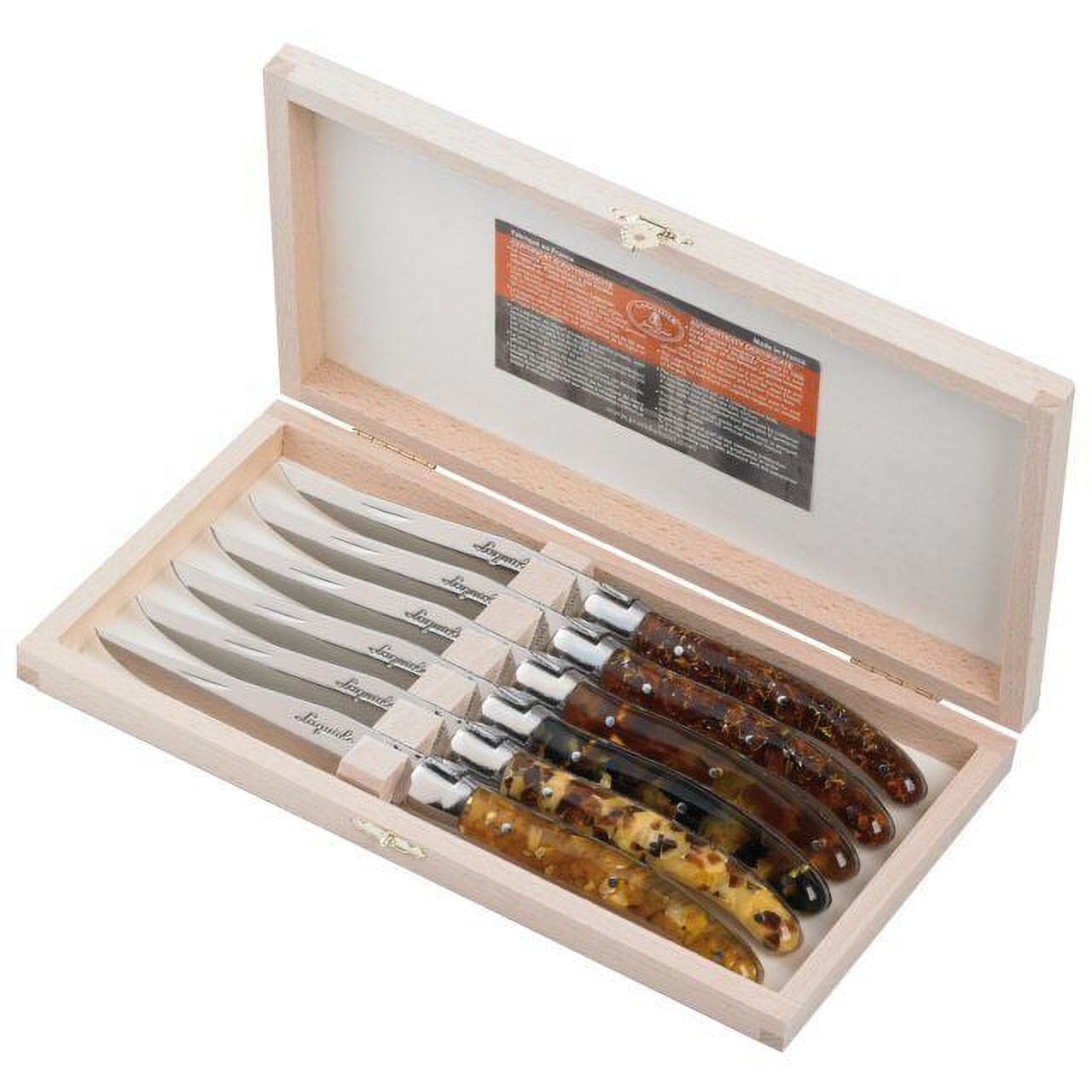 Jean Dubost Olive Wood Carving Set in a Clasp Box