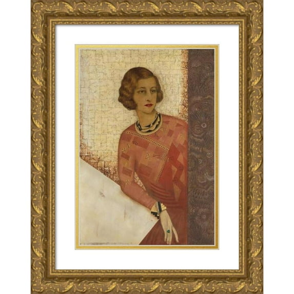 Jean Dunand 13x18 Gold Ornate Wood Frame and Double Matted Museum Art Print Titled - Juliette De Saint Cyr (circa 1925)