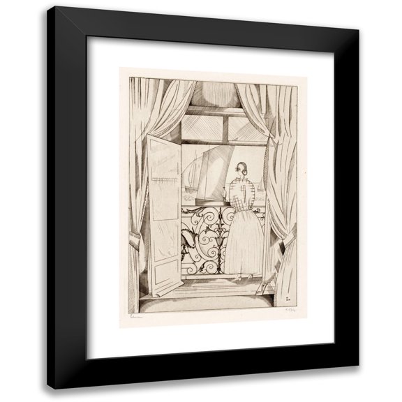 Jean Emile Laboureur 11x14 Black Modern Framed Museum Art Print Titled - Sea View Through a Window (1923)