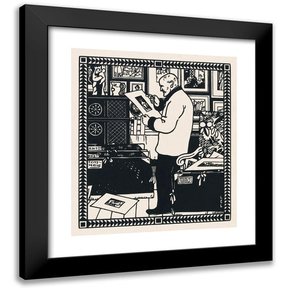 Jean Emile Laboureur 12x14 Black Modern Framed Museum Art Print Titled - Portrait of the Collector Alphonse Lotz-Brissoneau (1913)
