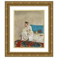thumbnail image 1 of Jean-Etienne Liotard 12x14 Gold Ornate Wood Frame and Double Matted Museum Art Print Titled - Woman in Turkish Dress, Seated on a Sofa (ca. 1752), 1 of 4