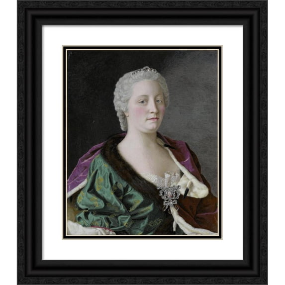 Jean-Etienne Liotard 15x18 Black Ornate Wood Framed Double Matted Museum Art Print Titled - Maria Theresa, Archduchess of Austria, Queen of Hungary and Bohemia, and Holy Roman Empress (