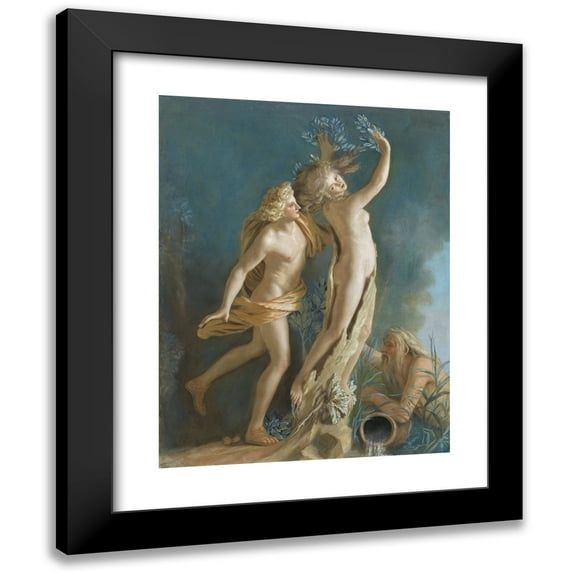 Jean-Etienne Liotard 19x24 Black Modern Framed Museum Art Print Titled - Apollo and Daphne (1736)