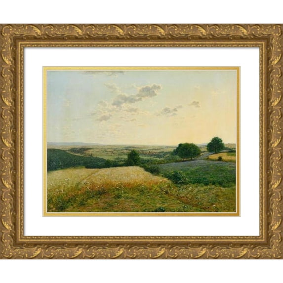 Jean Ferdinand Monchablon 24x19 Gold Ornate Framed and Double Matted Museum Art Print Titled - Oeuvre Xi. (Summer Landscape) (1887)
