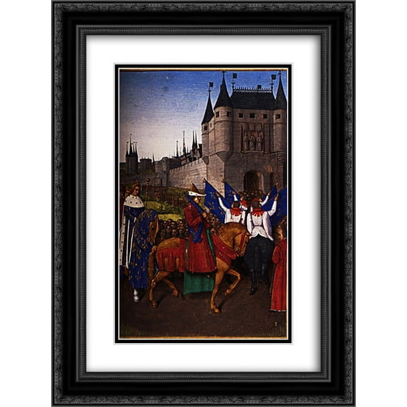 Jean Fouquet 2x Matted 20x24 Black Ornate Framed Art Print 'The Arrival of Charles V (1337-80) in Paris, 28th May 1364'