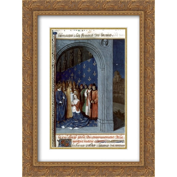 Jean Fouquet 2x Matted 20x24 Gold Ornate Framed Art Print 'Maria of Brabants coronation in the Sainte Chapelle of Paris'