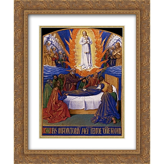 Jean Fouquet 2x Matted 20x24 Gold Ornate Framed Art Print 'The Dormition of the Virgin'