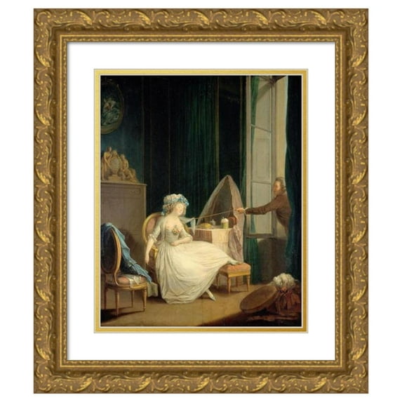 Jean-Frédéric Schall 15x18 Gold Ornate Wood Frame and Double Matted Museum Art Print Titled - Frivol Love (1780-1789)