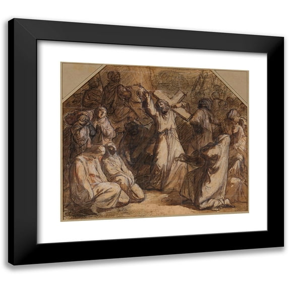 Jean-François Brémond 17x15 Black Modern Framed Museum Art Print Titled - Jesus Consoles the Holy Women (19th Century)