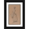 thumbnail image 1 of Jean-François Clermont 10x14 Black Ornate Wood Framed Double Matted Museum Art Print Titled: A Girl in Peasant Dress (C. 1750), 1 of 5