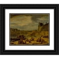 thumbnail image 1 of Jean-François Depelchin 24x20 Black Ornate Framed Double Matted Museum Art Print Titled: The Grande Galerie Du Louvre and Le Pont Royal, Seen from Port Saint-Nicolas (1800), 1 of 5