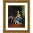 thumbnail image 1 of Jean-François Garneray 11x14 Gold Ornate Wood Frame and Double Matted Museum Art Print Titled - Young Girl Embroiding in an Interior, 1 of 4