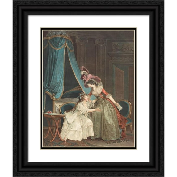 Jean François Janinet 12x14 Black Ornate Wood Framed Double Matted Museum Art Print Titled: L’Indiscretion (1788)