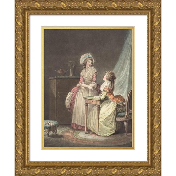 Jean François Janinet 19x24 Gold Ornate Framed and Double Matted Museum Art Print Titled - The Little Advice
