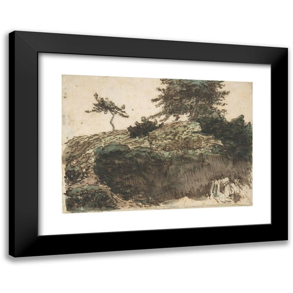 Jean-François Millet 14x11 Black Modern Framed Museum Art Print Titled - Landscape, Vichy (ca. 1866-67)