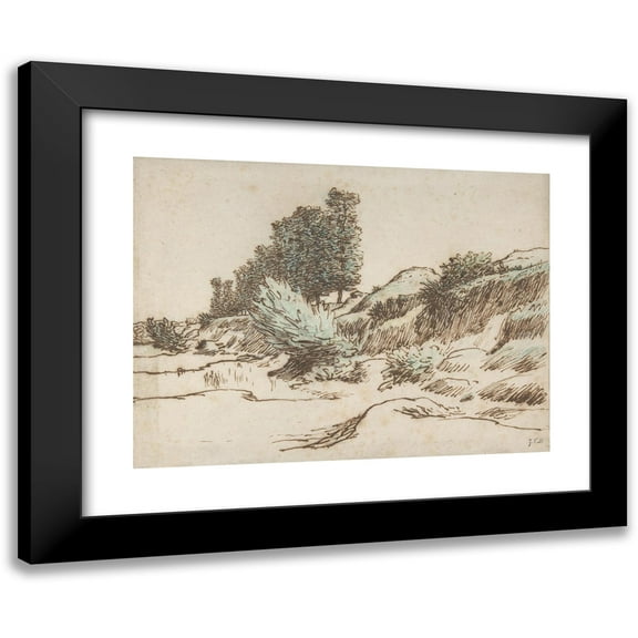 Jean-François Millet 14x11 Black Modern Framed Museum Art Print Titled - Landscape, Vichy (ca. 1866-67)