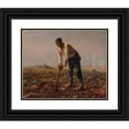 thumbnail image 1 of Jean-François Millet 18x15 Black Ornate Wood Framed Double Matted Museum Art Print Titled - Man with a Hoe, 1 of 5