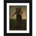 thumbnail image 1 of Jean-François Millet 18x24 Black Ornate Framed Double Matted Museum Art Print Titled: A Norman Milkmaid at Greville (1871), 1 of 5
