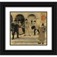 thumbnail image 1 of Jean François Raffaëll 16x15 Black Ornate Wood Framed Double Matted Museum Art Print Titled - Comedian Arriving in a Provincial Town, 1 of 5