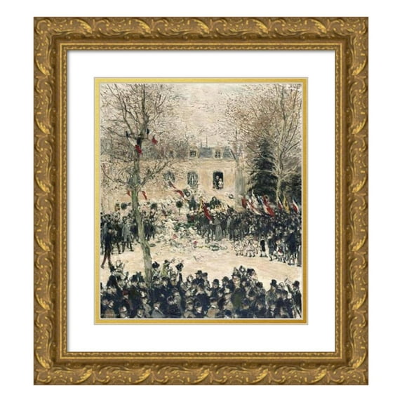 Jean François Raffaëlli 12x14 Gold Ornate Wood Frame and Double Matted Museum Art Print Titled - Victor Hugo's Eighty Feast (1903)