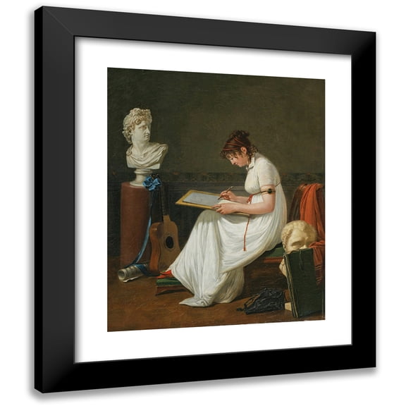 Jean François Sablet 12x14 Black Modern Framed Museum Art Print Titled - Portrait of an Artist Drawing from Ancient