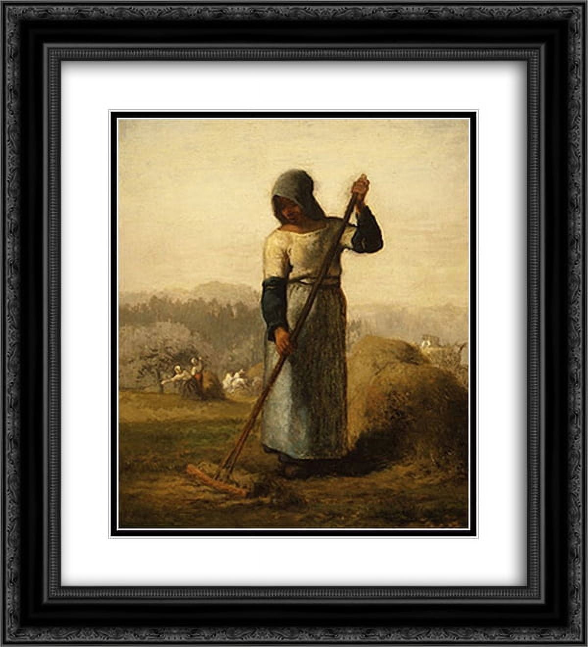 Woman With A Rake Jean Francois Millet 2x Matted 20x22 Black Ornate Framed Art Print ...