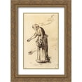 thumbnail image 1 of Jean Francois Millet 2x Matted 20x24 Gold Ornate Framed Art Print 'Study for a Woman Feeding Chickens', 1 of 2