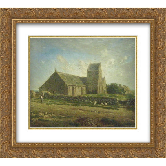 Jean Francois Millet 2x Matted 24x20 Gold Ornate Framed Art Print 'The Church of Greville'